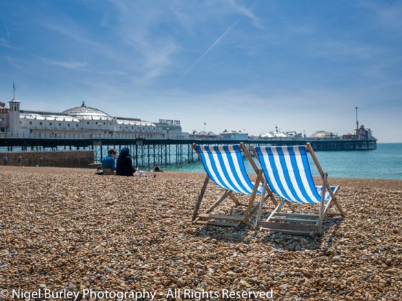 Empty deck chairs on the beach